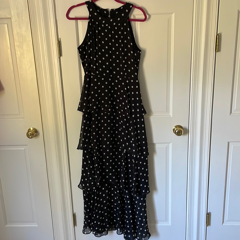 Tommy Hilfiger Sleeveless Halter Neck Chiffon Ruffle Tiered Maxi Dress